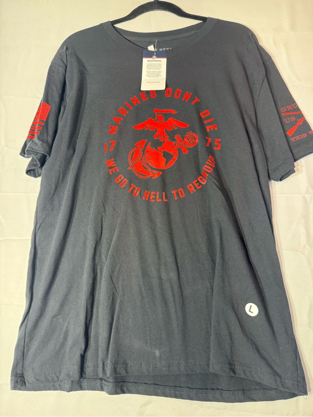 Grunt Style Black Short-Sleeve Tee with Red Marine Devil Dogs marines don’t die